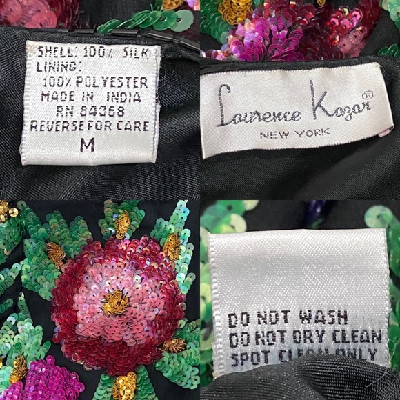 Vintage Laurence Kazar Heavily Beaded Sequin Floral Blouse Size M - Picture 16 of 16